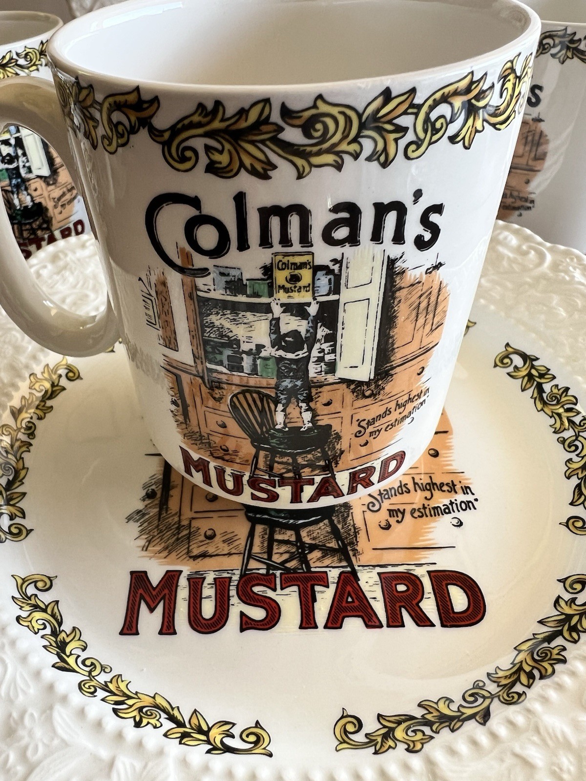 10 Piece Lord Nelson Pottery Colman's Mustard Advertising  Plates & Mugs Vintage