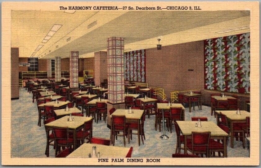 CHICAGO Illinois Postcard THE HARMONY CAFETERIA \