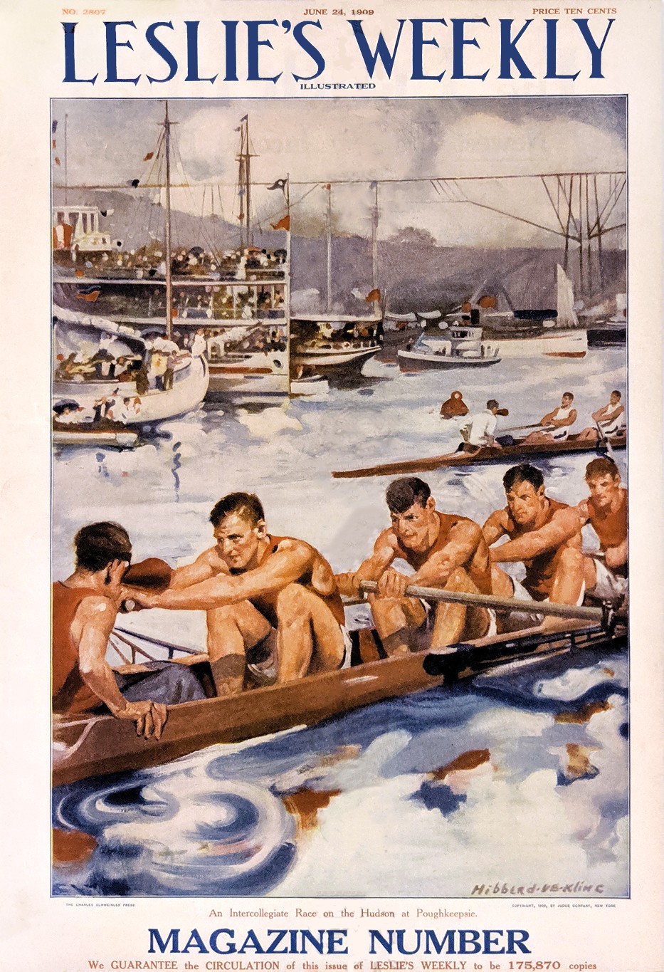 Leslie's Weekly Rowing Poster c1909 - Vintage Sports Art Print 24x36” 🔥