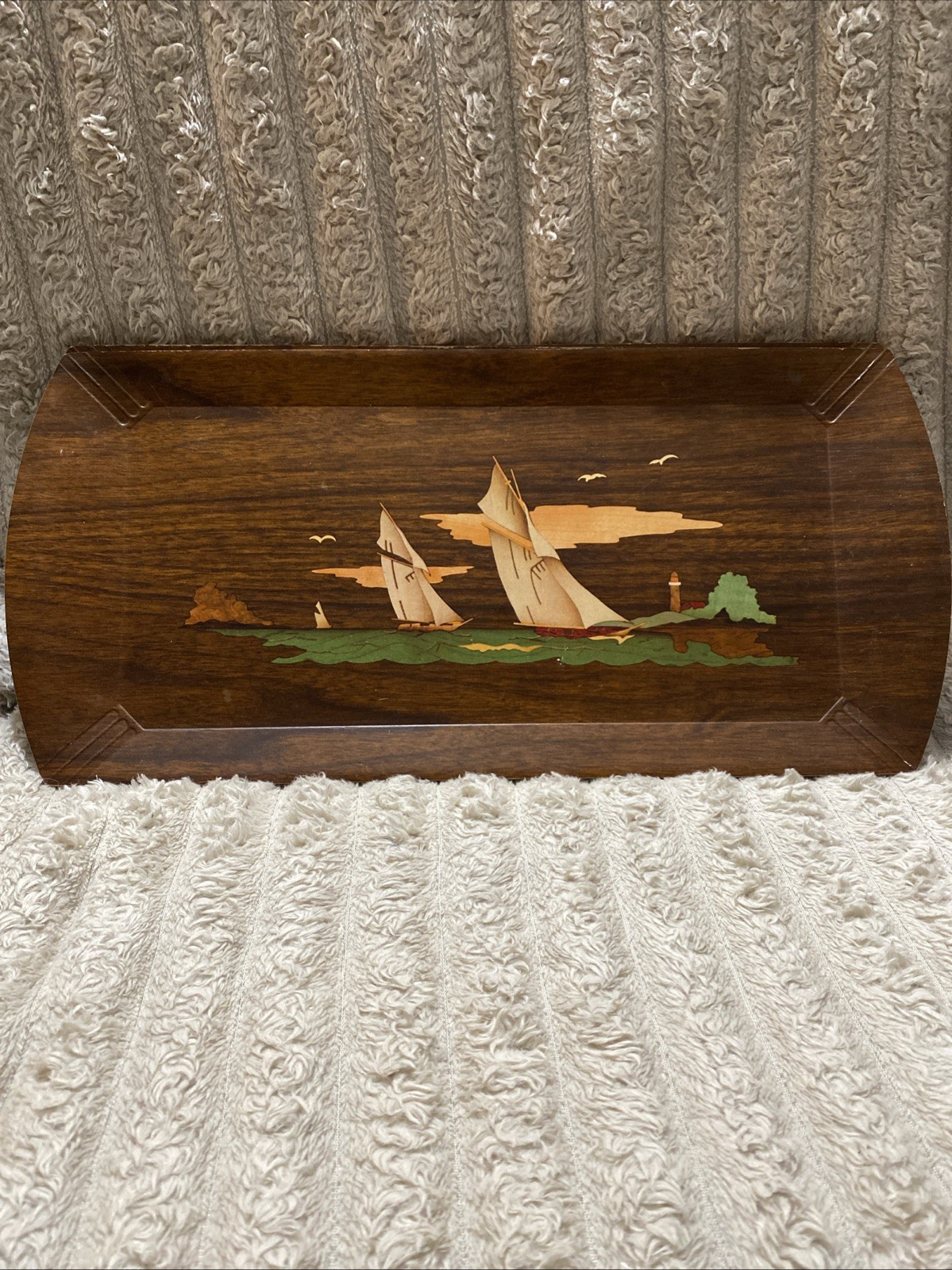 Set Of 3 Vintage Haskelite Mid Century Wood Serving Tray 18”x11”, Socialite Line