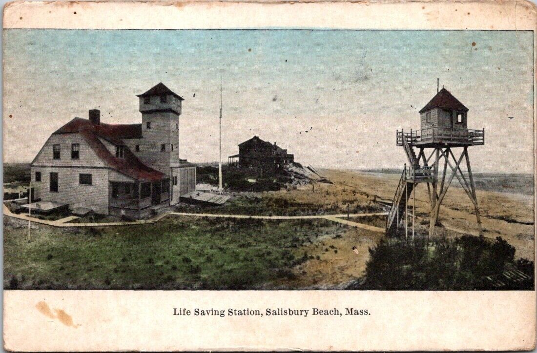 Salisbury Beach MA Life Saving Station Massachusetts c1910 postcard NQ11