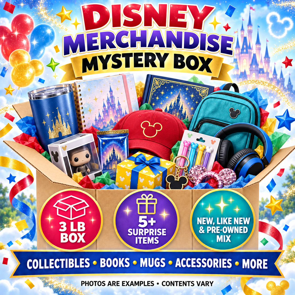 3+ LBS Disney Mystery Treasure Box Theme Park Character Blind Box Bundle Toy Lot