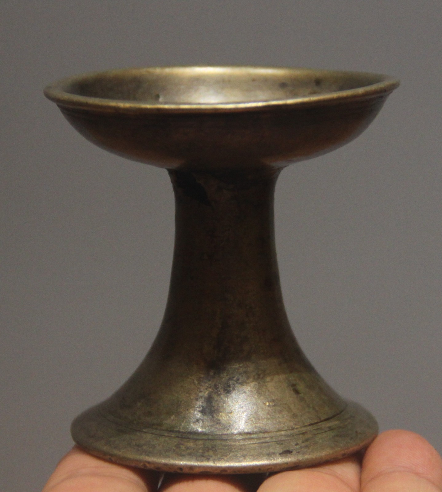 Real Tibet 19th Century Old Antique Buddhist Alloy Copper Oil Ghee Lamp Butter