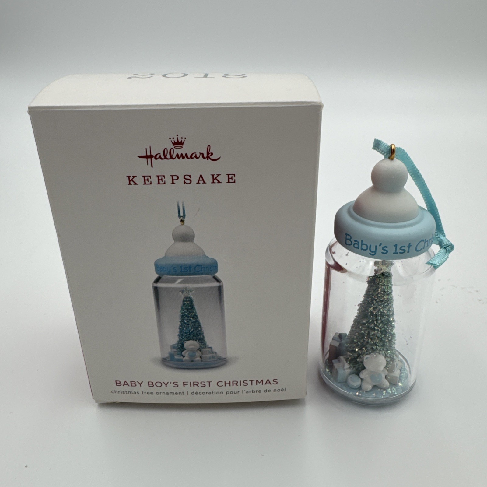 2018 Hallmark BABY BOY'S First Christmas Ornament Blue Baby Bottle 2018 Hallmark BABY BOY'S First Christmas Ornament Blue Baby Bottle