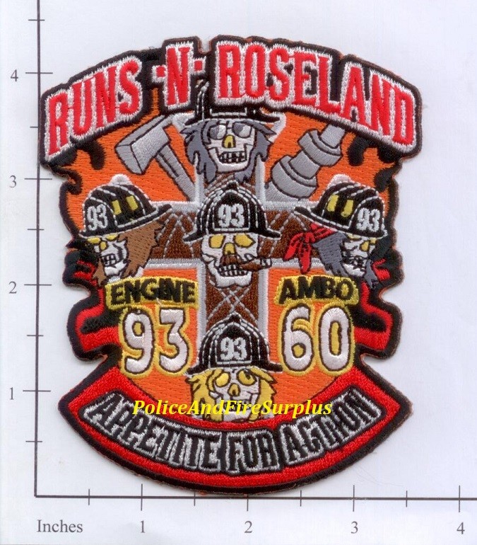 Illinois - Chicago Engine 93 Ambulance 60 IL Fire Dept Patch - Skull