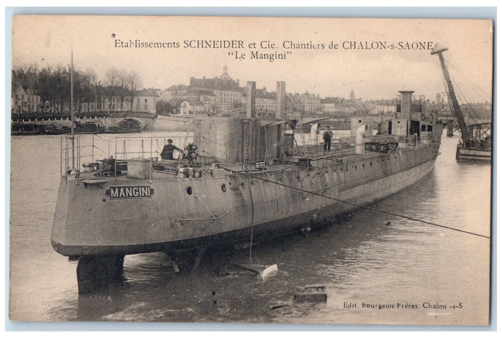 Chalon-s-Saone France Postcard Mangini Steamship Schneider & Cie c1910