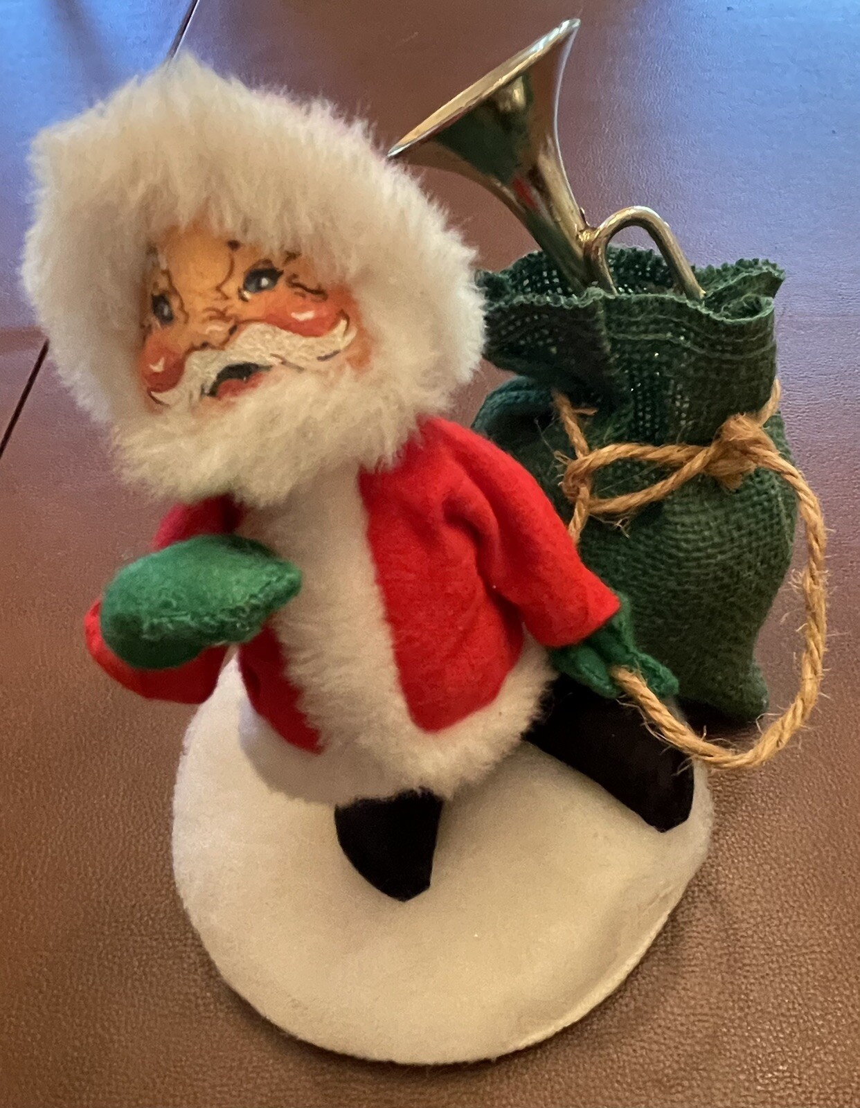 Vtg Annalee Doll Santa Claus with Horn and Bag- 1963