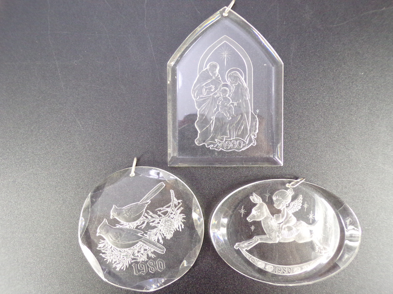 3 Vintage Lincoln House Christmas Treasure Collection Ornaments Acrylic 1980 L24