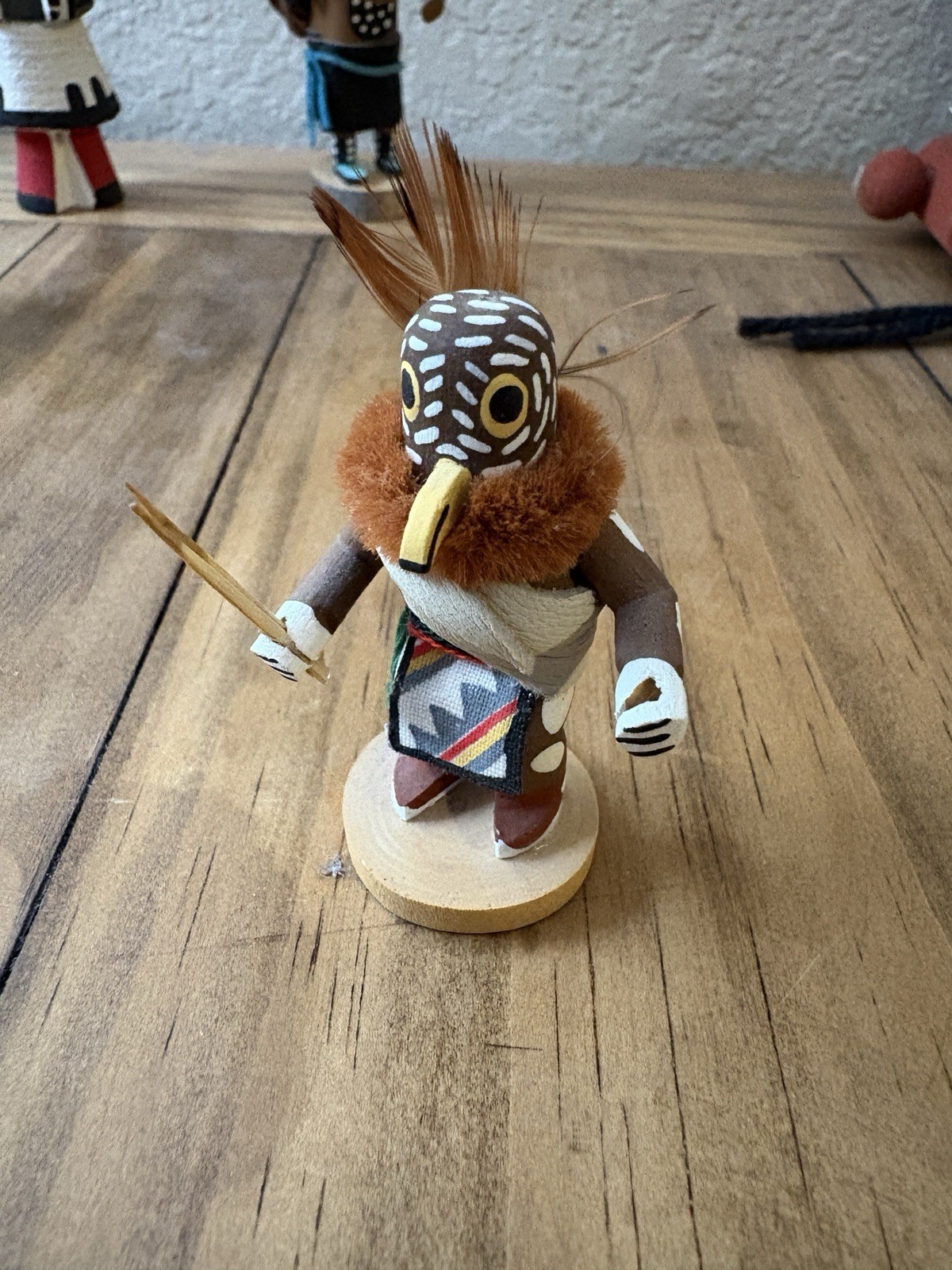 Native Navajo Miniature Cottonwood Great Horned Owl Kachina