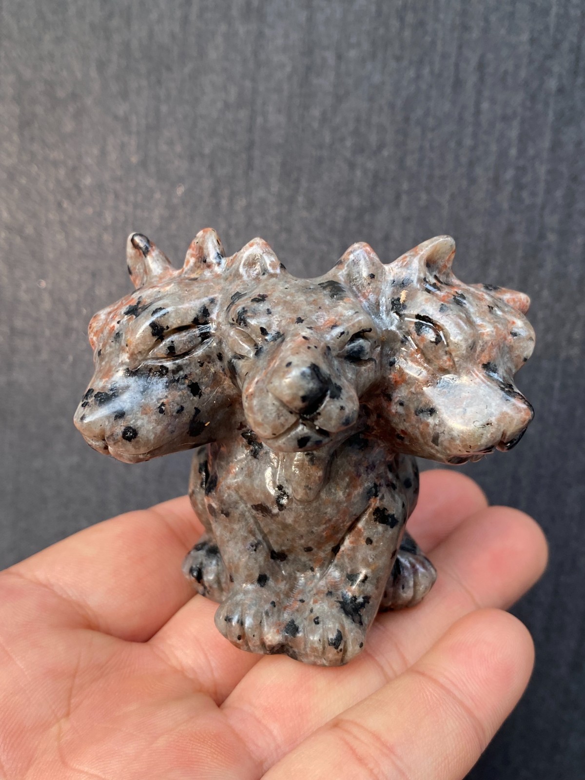 130g Natural Yooperlite Quartz Crystal Carved dog skull reiki healing gift Decor