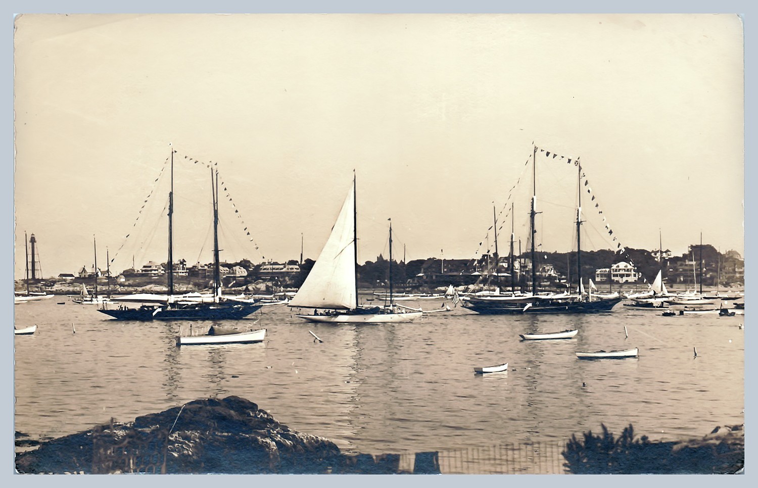 Vintage 1930s RPPC Sailboats Yacht Harbor Regatta Nautical Photo Postcard -726