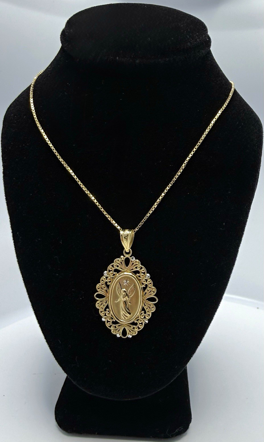 14K Gold Michael Anthony Angel Pendant ,Filigree ,Oval(Pendant Only)