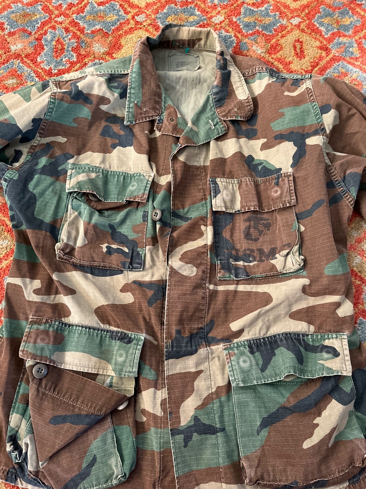 Vintage US Military Woodland Camo BDU Hot Weather Coat American Apparel Medium