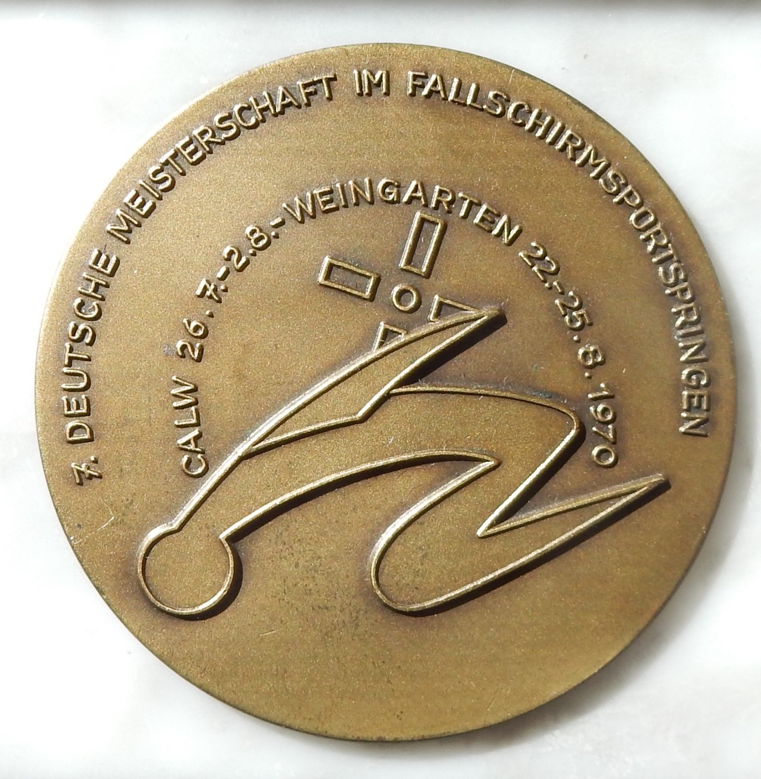 Vintage 7th German Championship in Parachuting Bronze Medal 1970