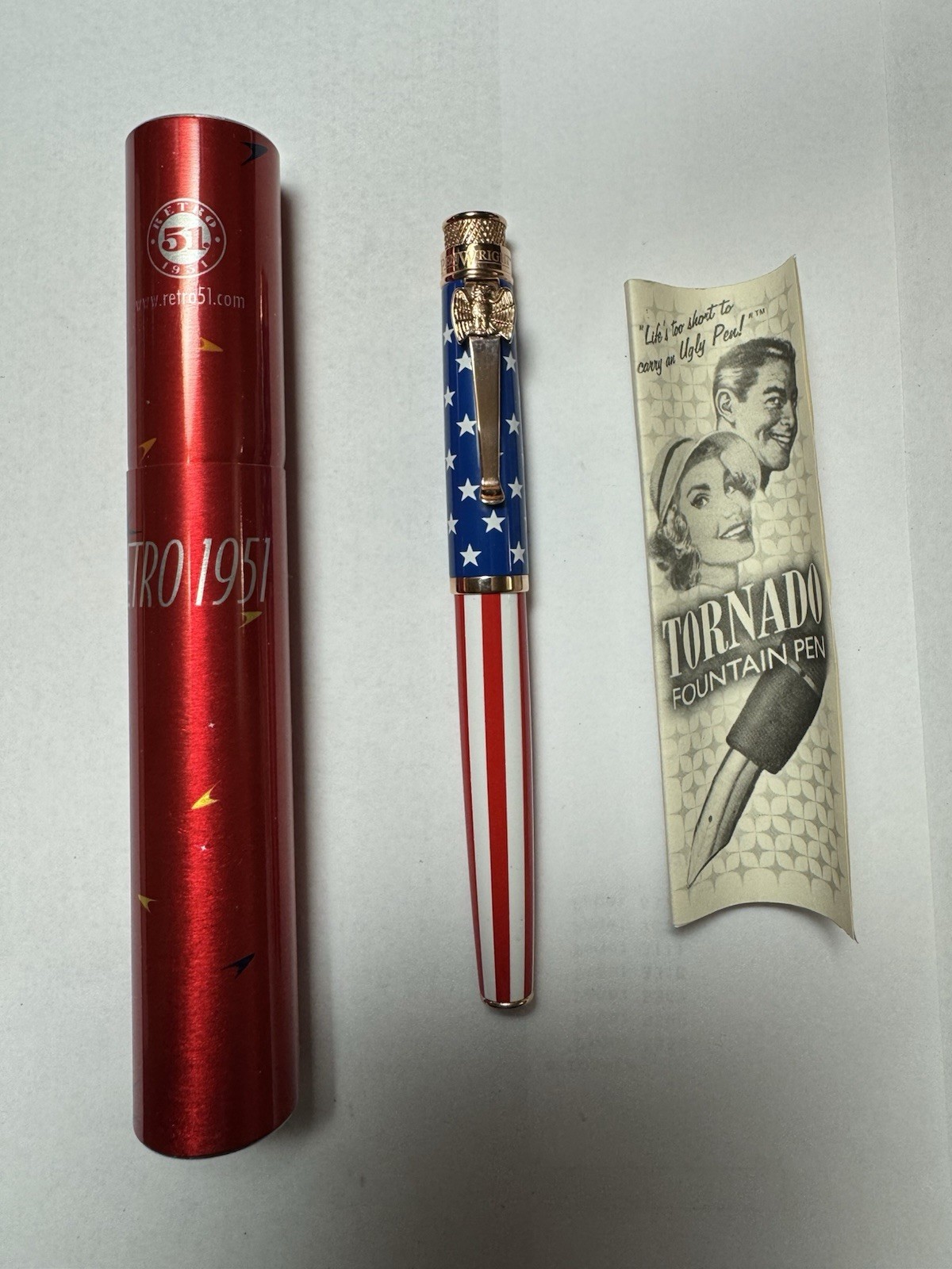 Very Rare Retro 51 Tornado Stars & Stripes Fountain Pen Stainless Broad Nib