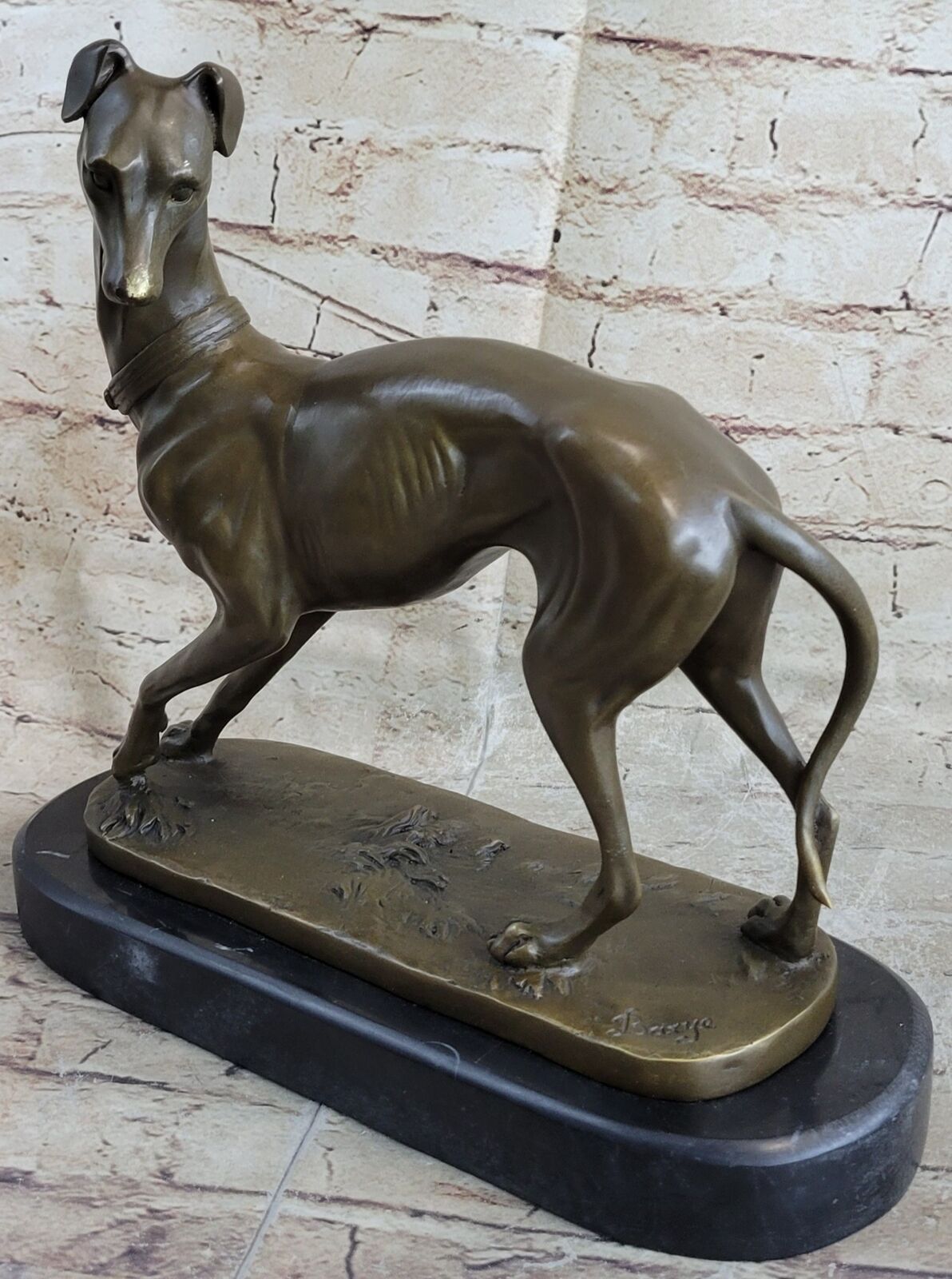 Greyhound Whippet Dog Bronze Statue Sculpture Figurine Collectible Signed Art