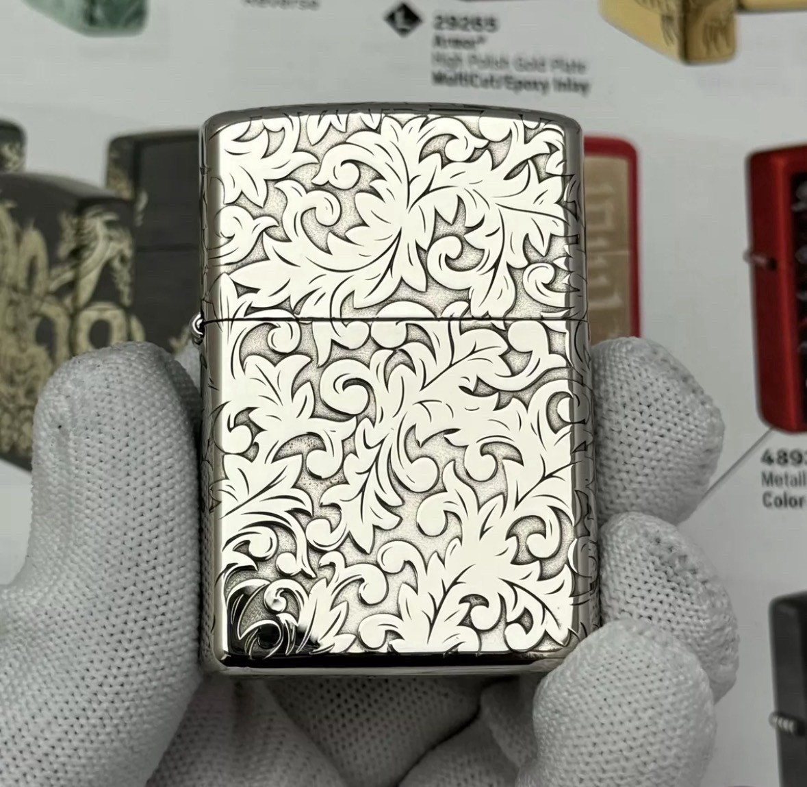 Silver Floral Scroll Flip Top Lighter Elegant Ornate Zippo Lighter In A New Box Silver Floral Scroll Flip Top Lighter Elegant Ornate Zippo Lighter In A New Box