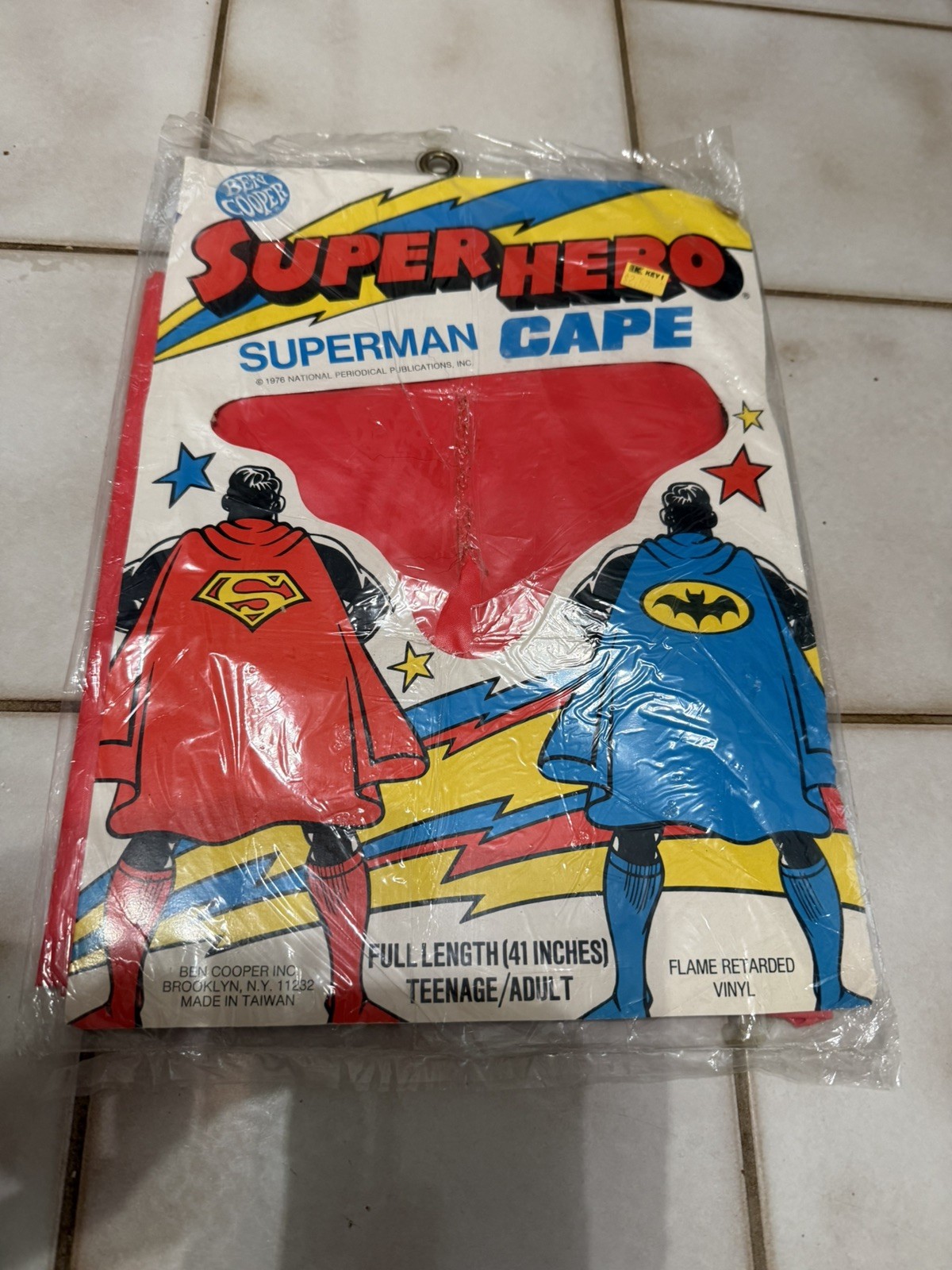 Vintage 1976 Ben Cooper Super Hero Superman Cape Teenage/Adult/ New/Sealed 