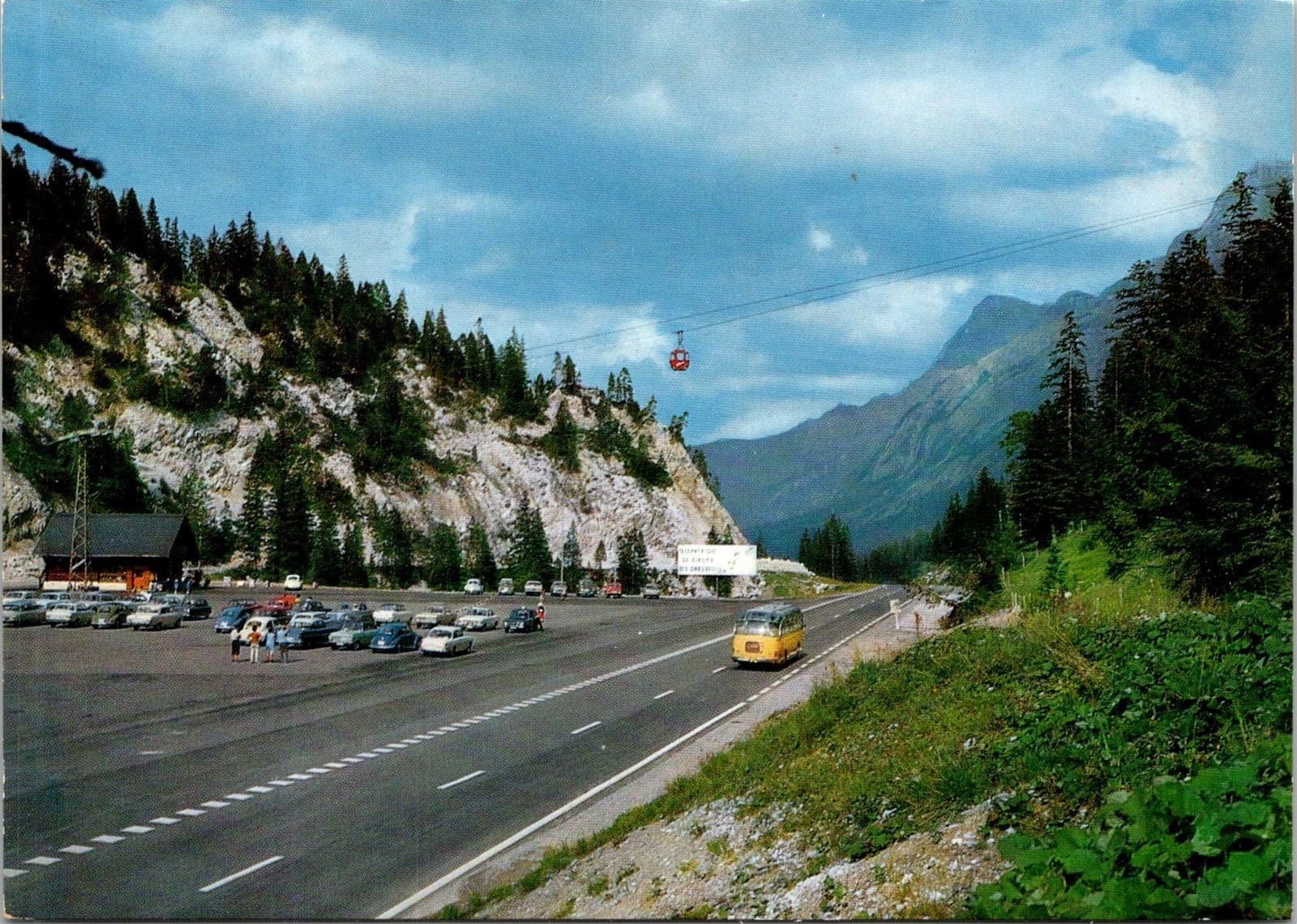 Col Du Pillon Switzerland Cable Car Mountain View Scenic Road Postcard