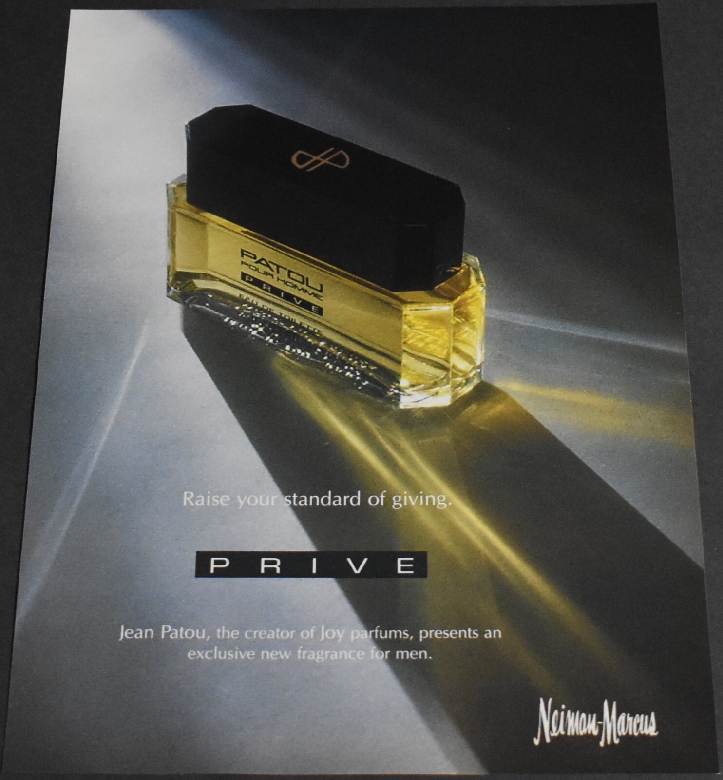 1994 Print Ad Patou Pour Homme Prive Parfums Fragrance for Men Fashion Art Style