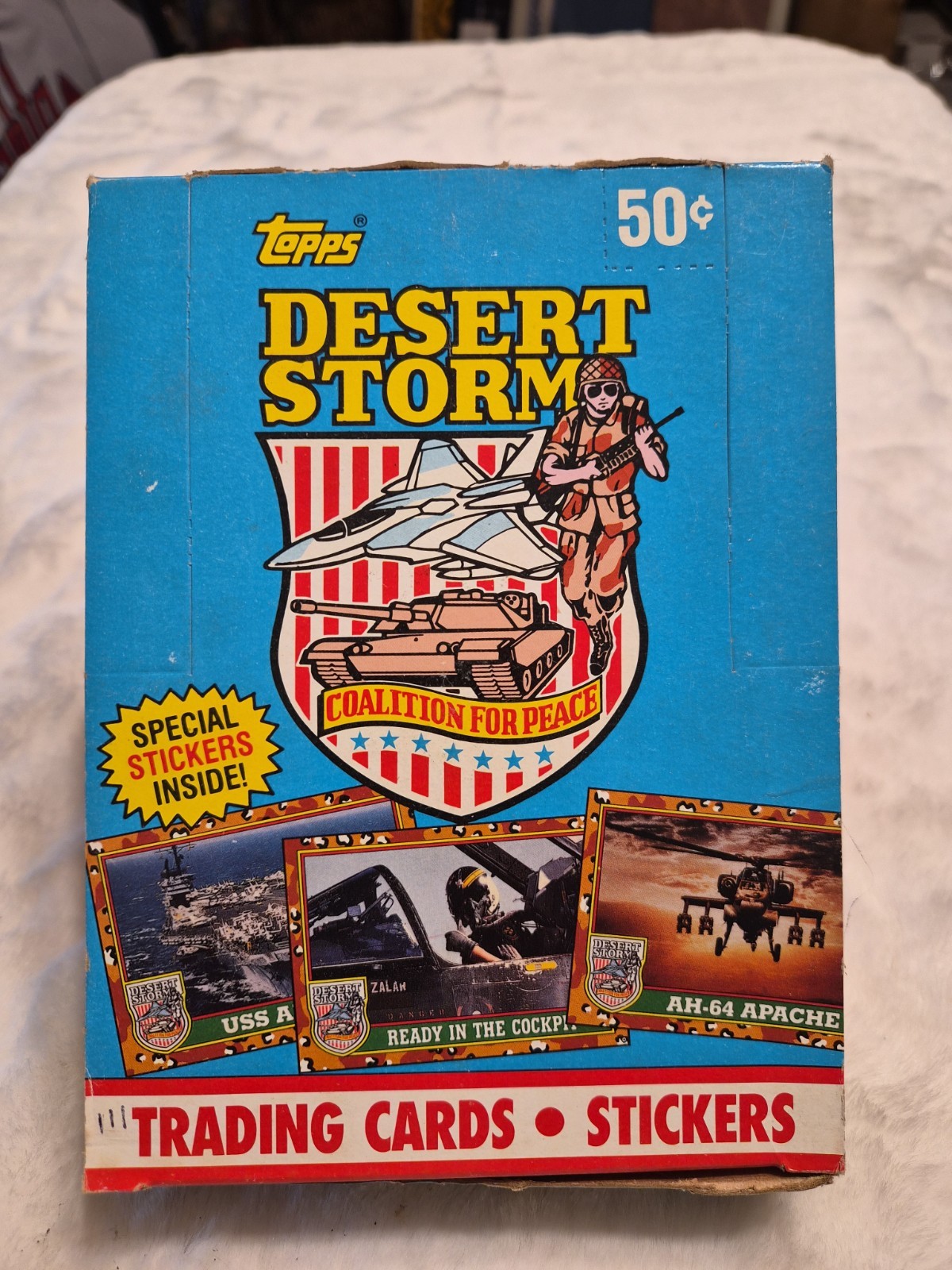 1991 Topps Desert Storm Blue Series 1 Wax Box 36 Unopened Packs Opened Box.