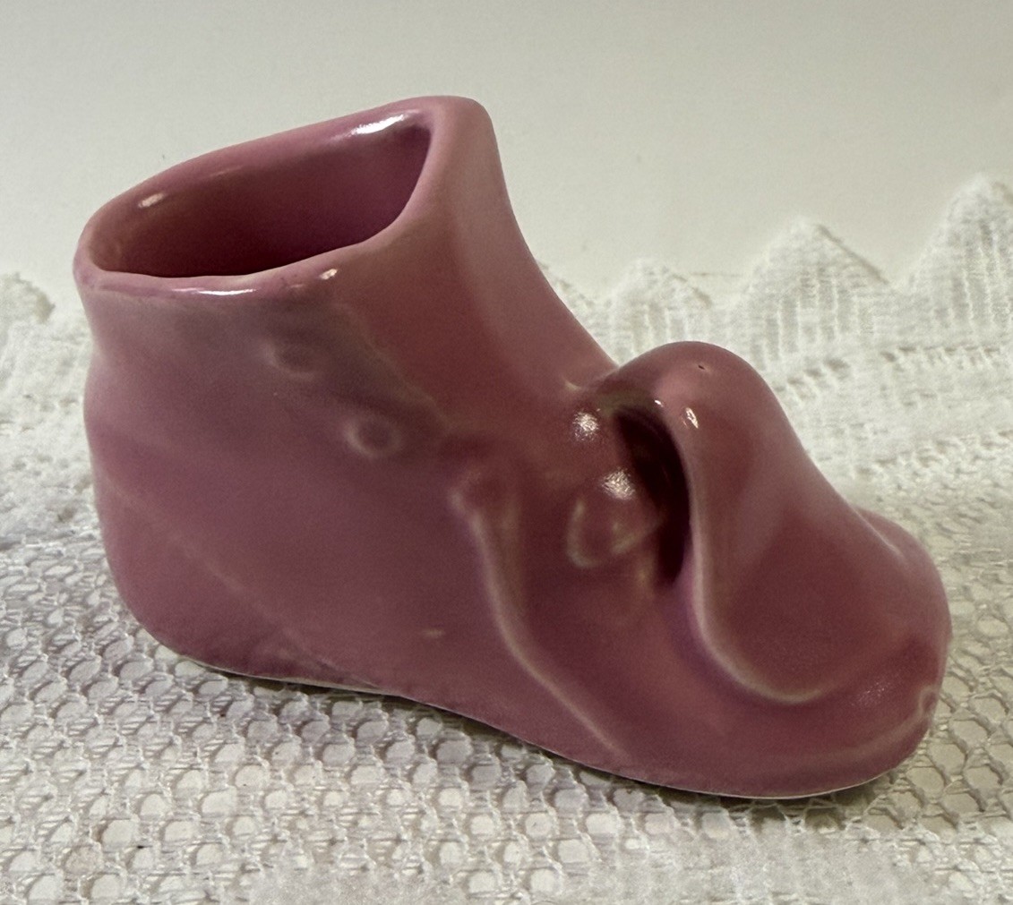 Vintage Pink Ceramic Baby Shoe Planter Bootie Nursery Decor Mid Century