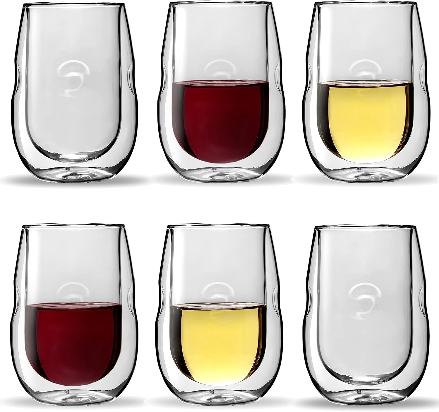 Moderna Artisan Series Double Wall Insulated 10 oz Wine Glasses, Set of 6