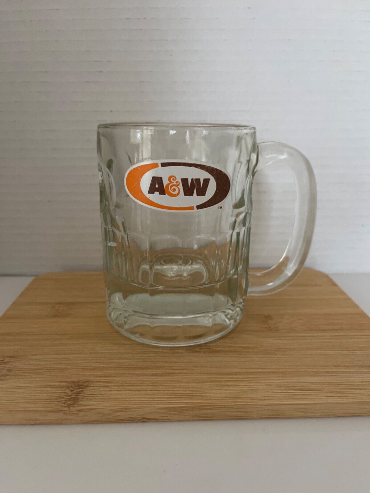 Vintage A&W Root Beer 6 Ounce Glass Old Logo A and W Mug 4 & 1/2” Tall