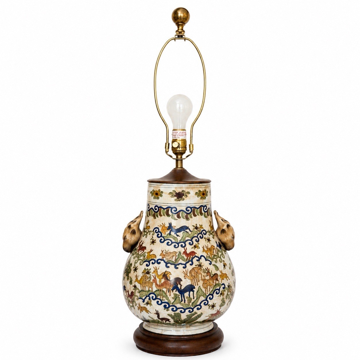 Stunning Rare English Chinoiserie Porcelain Luxurious Table Lamp