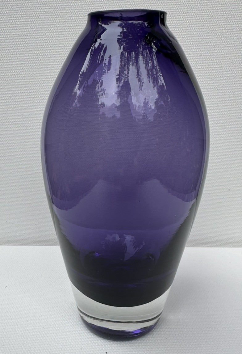 Vintage Amethyst Purple Art Glass Sommerso Teardrop Vase 6\