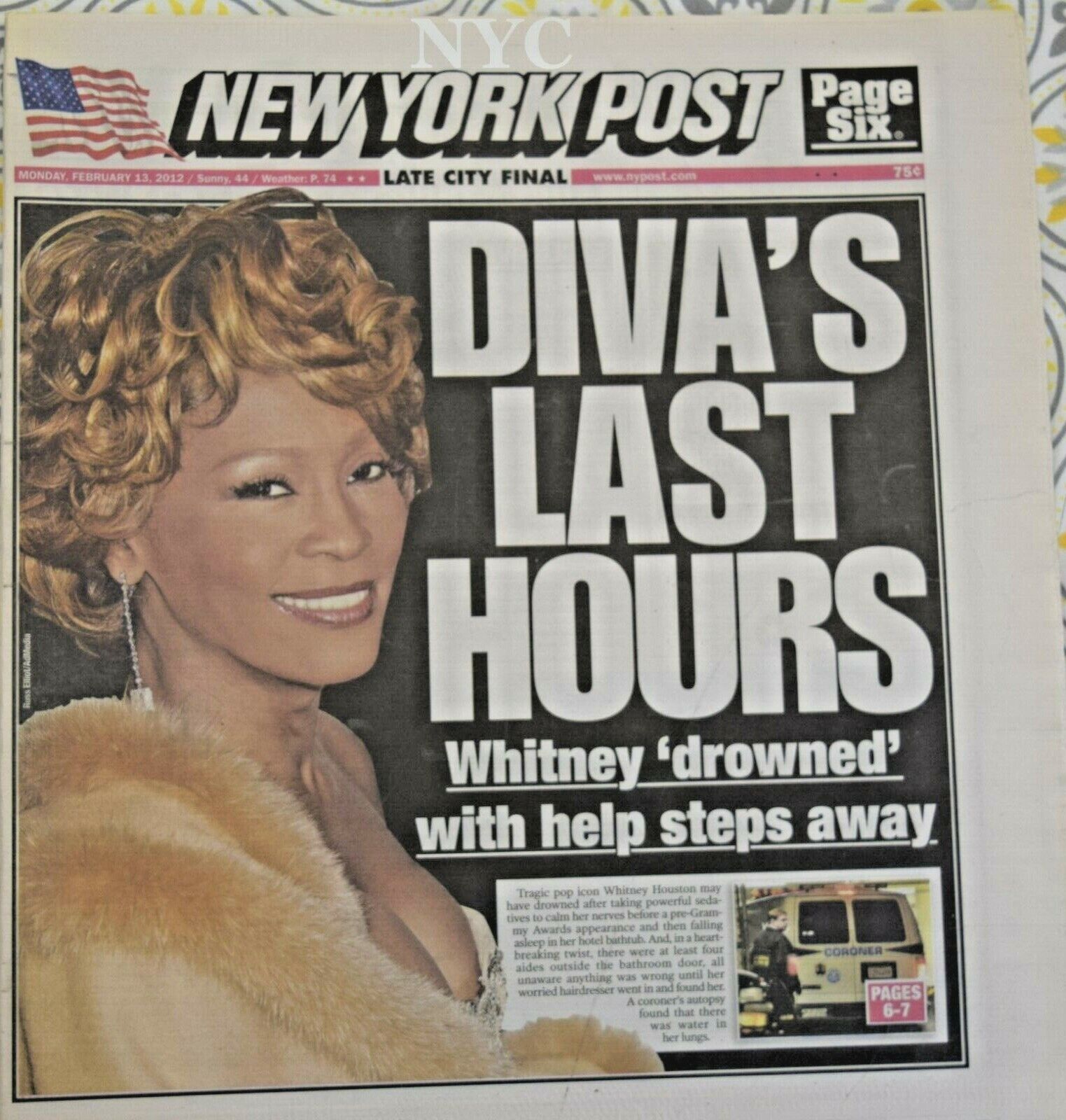 Whitney Houston Last Hours New York Post February 13 2012 🔥