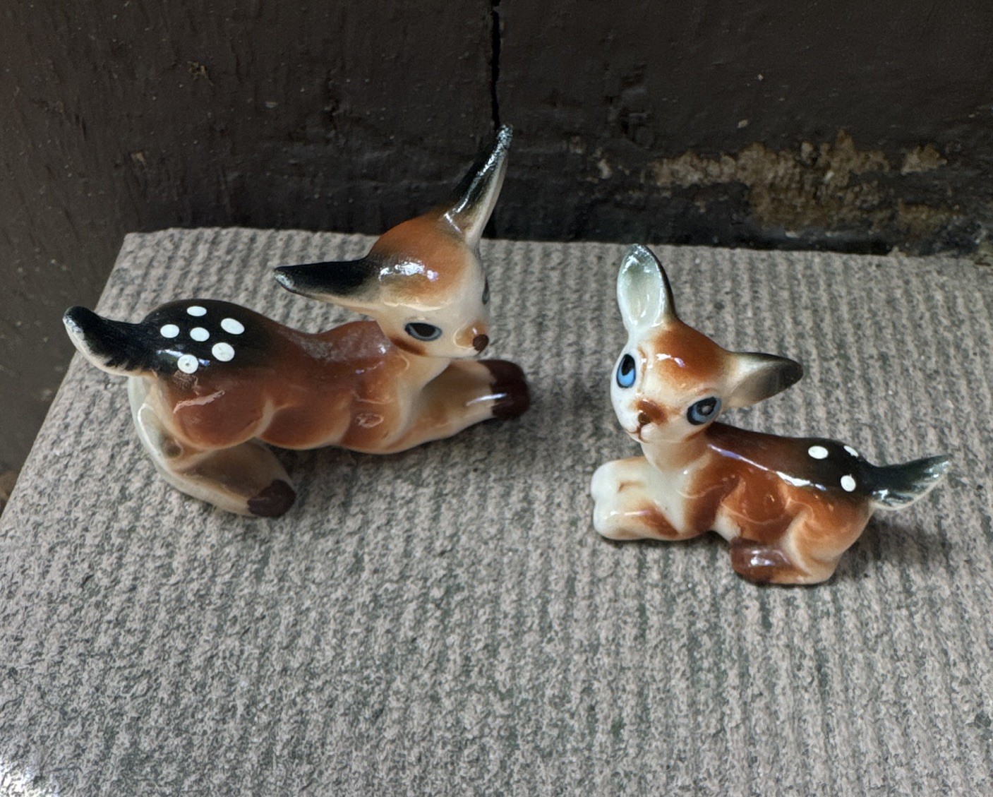Vintage Porcelain Fawn Deer Figurines Set Of Two ￼
