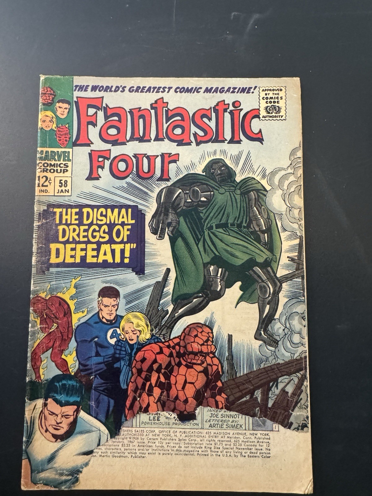 Fantastic Four #58 (Marvel Comics January 1967) Doom Lee Kirby Low Grade