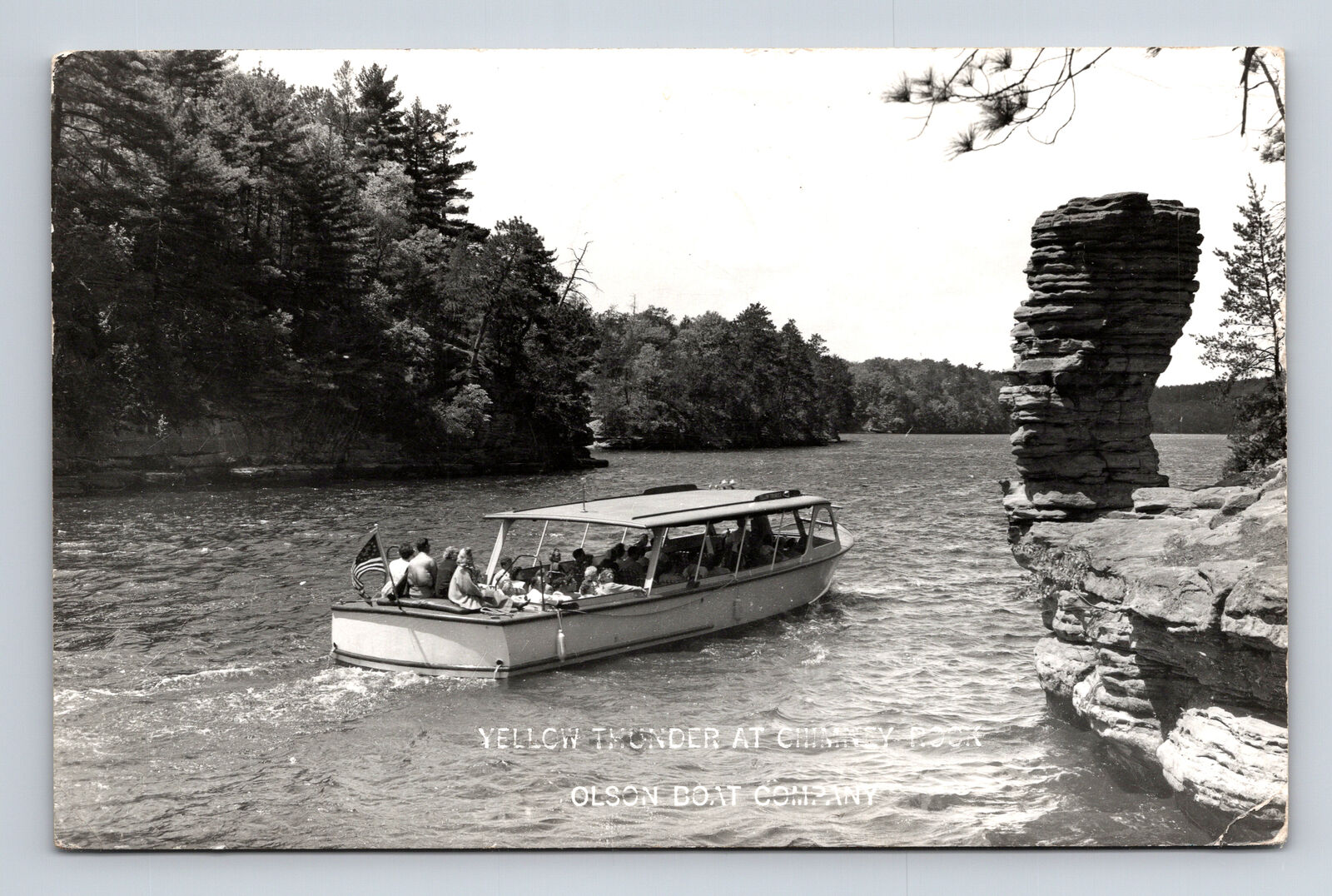 1954 RPPC Yellow Thunder Tourist Olson Boat Wisconsin Dells WI Postcard