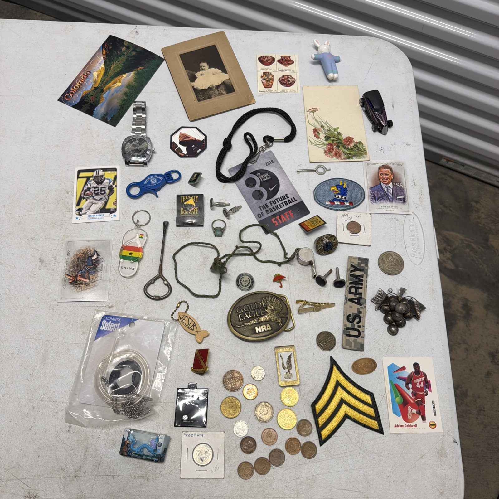 Vintage And New Junk Drawer Lot With Jewelry Toys And Coins