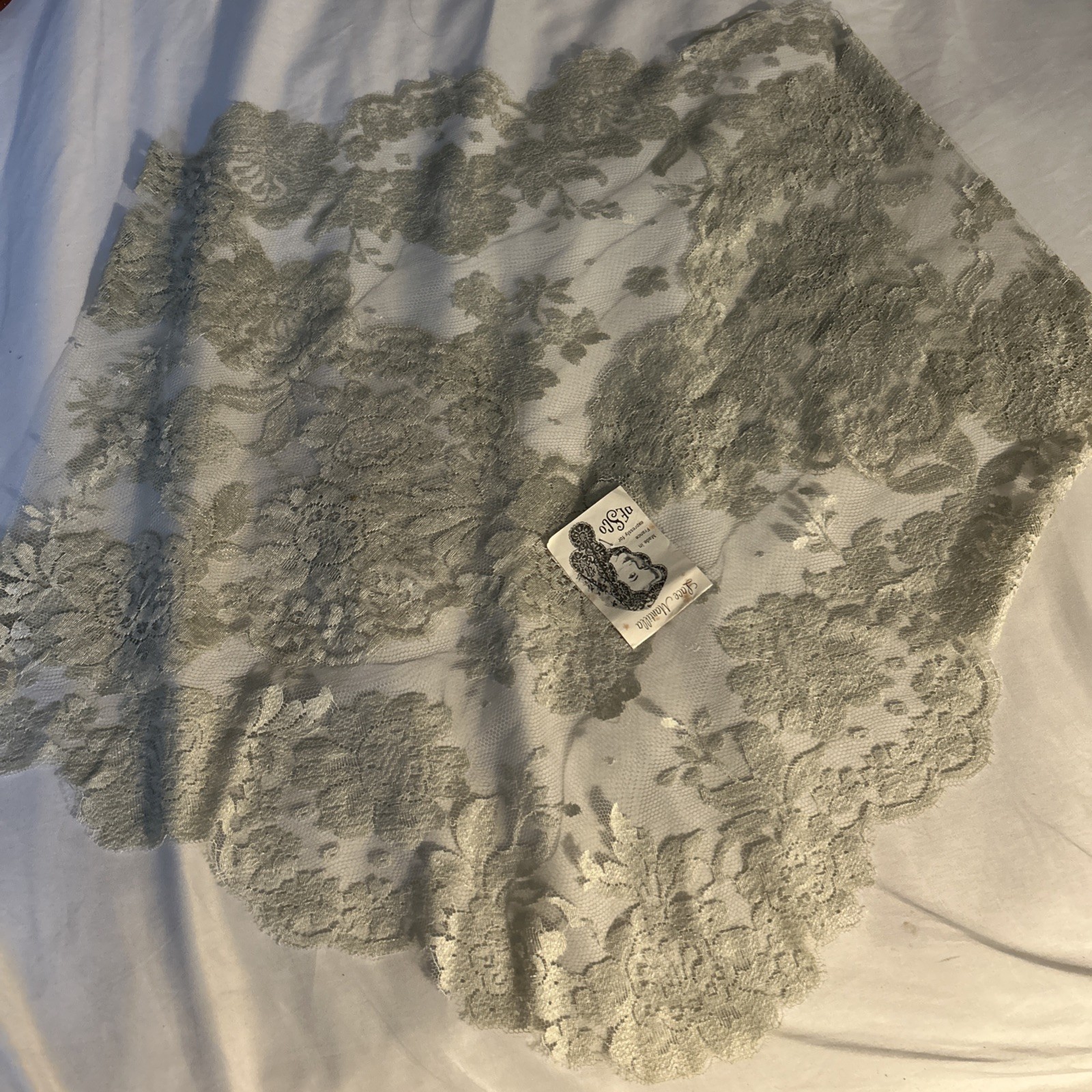 Vintage Brandnew 1950’s Lace DESCO Mantilla, Chapel Veil Made France . 47X22 Vintage Brandnew 1950’s Lace DESCO Mantilla, Chapel Veil Made France . 47X22