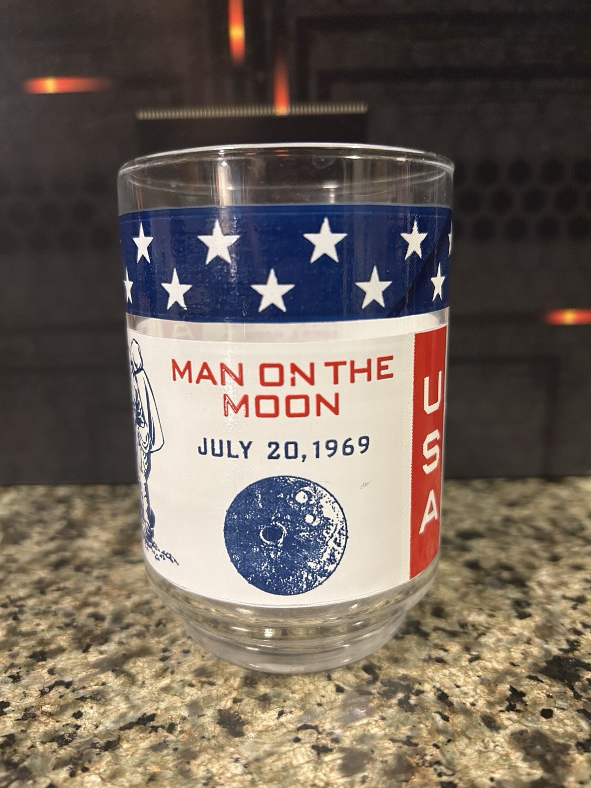 Apollo 11 Commemorative Glass Tumbler - Vintage NASA - Moon Landing 1969