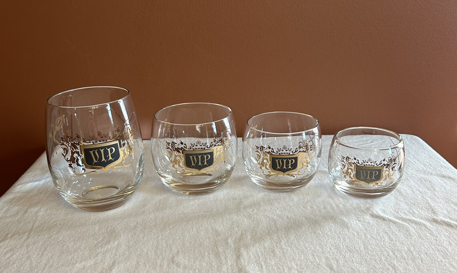 Vintage MSM Vip Cocktail Glass Set,  Cocktail - On The Rocks - Hi Ball - Cooler.