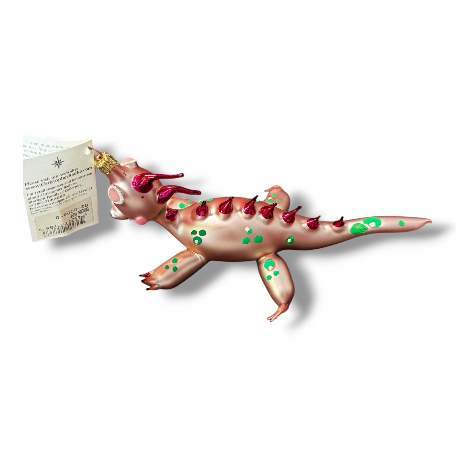 VTG CHRISTOPHER RADKO DRAGON PUFF CHRISTMAS ORNAMENT ITALIAN