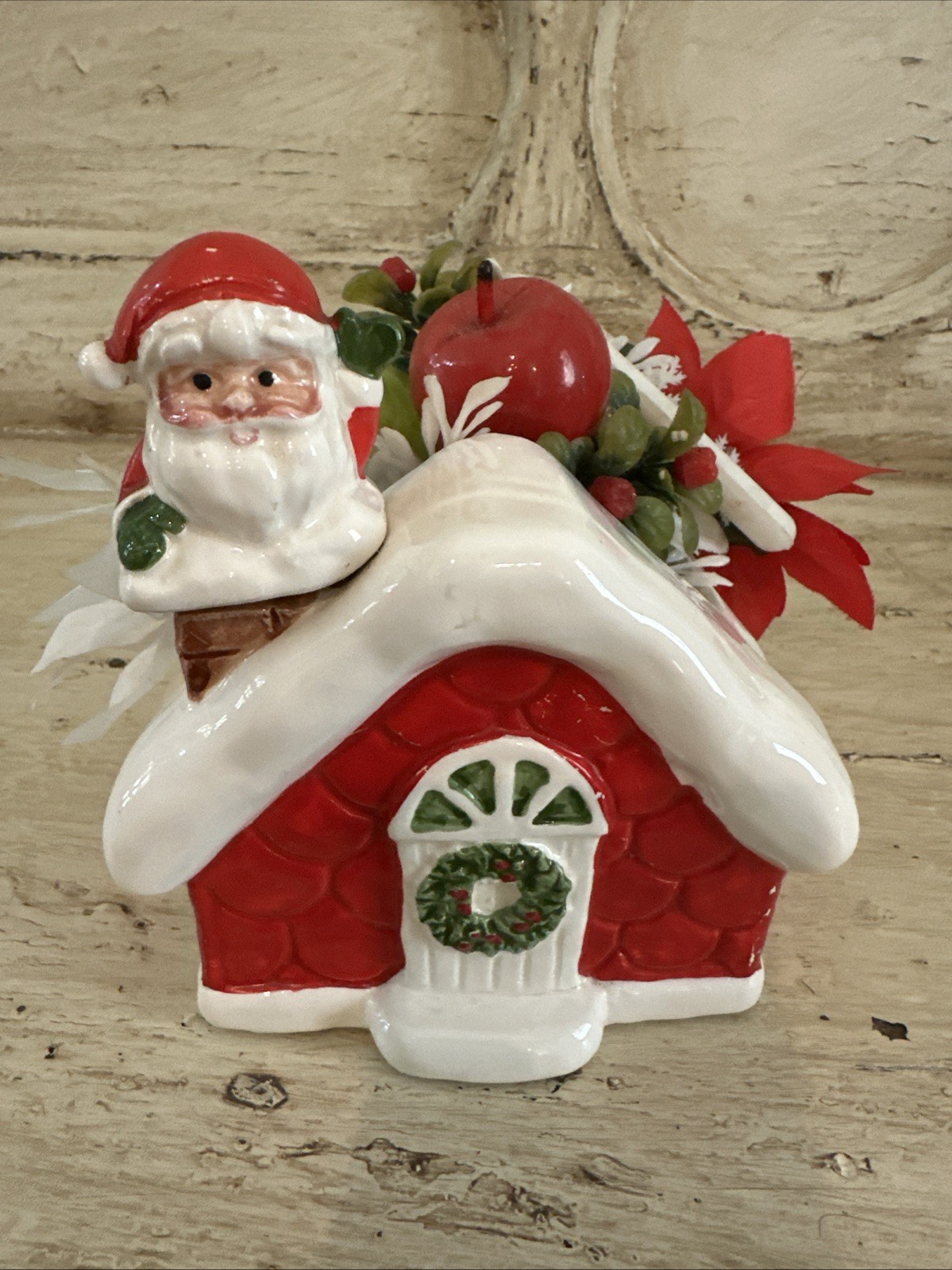 Rare Vintage Inarco Japan Santa House Christmas Chimney Ceramic Planter