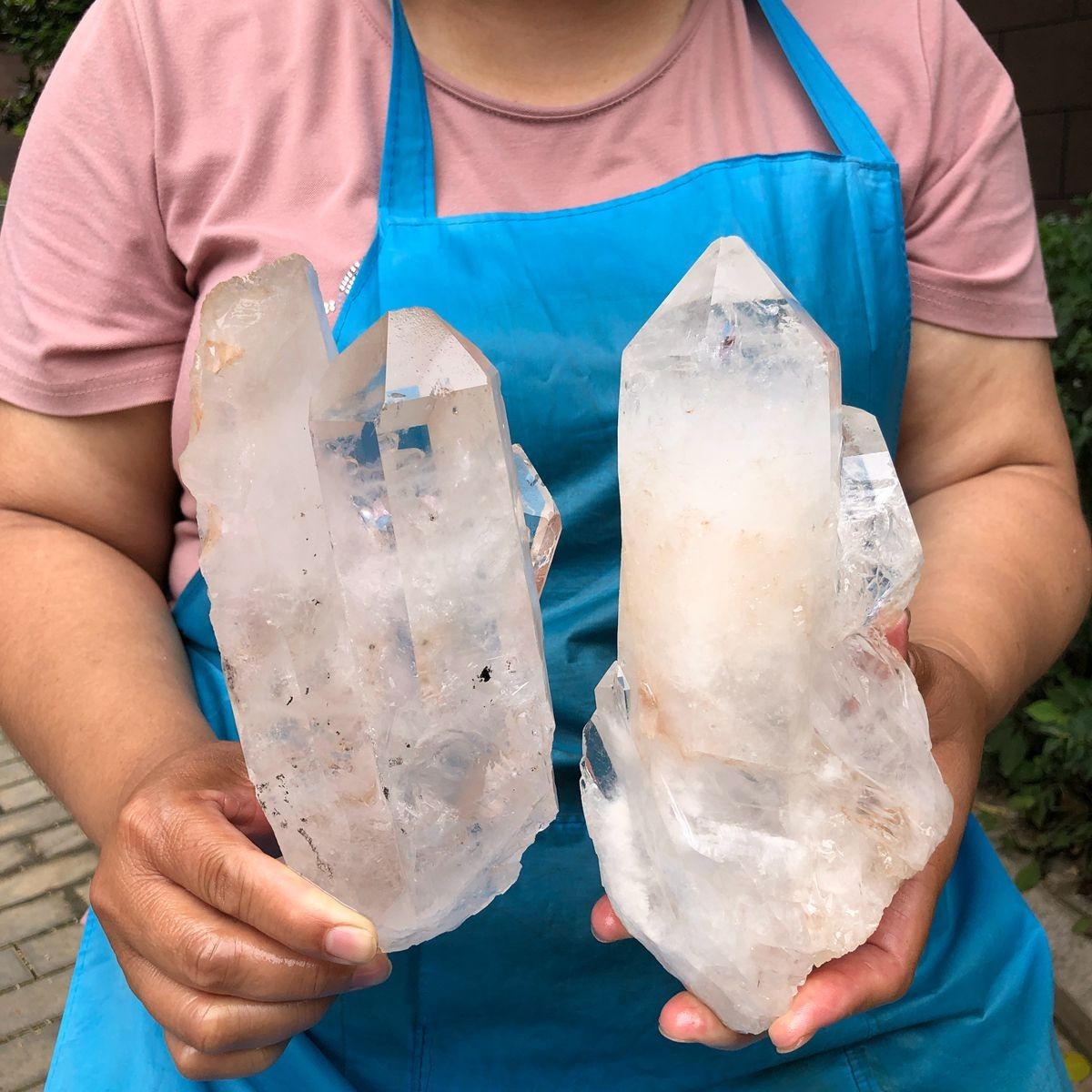 5.67LB 2pcs Natural Clear White Quartz Crystal Cluster Mineral Specimen Healing