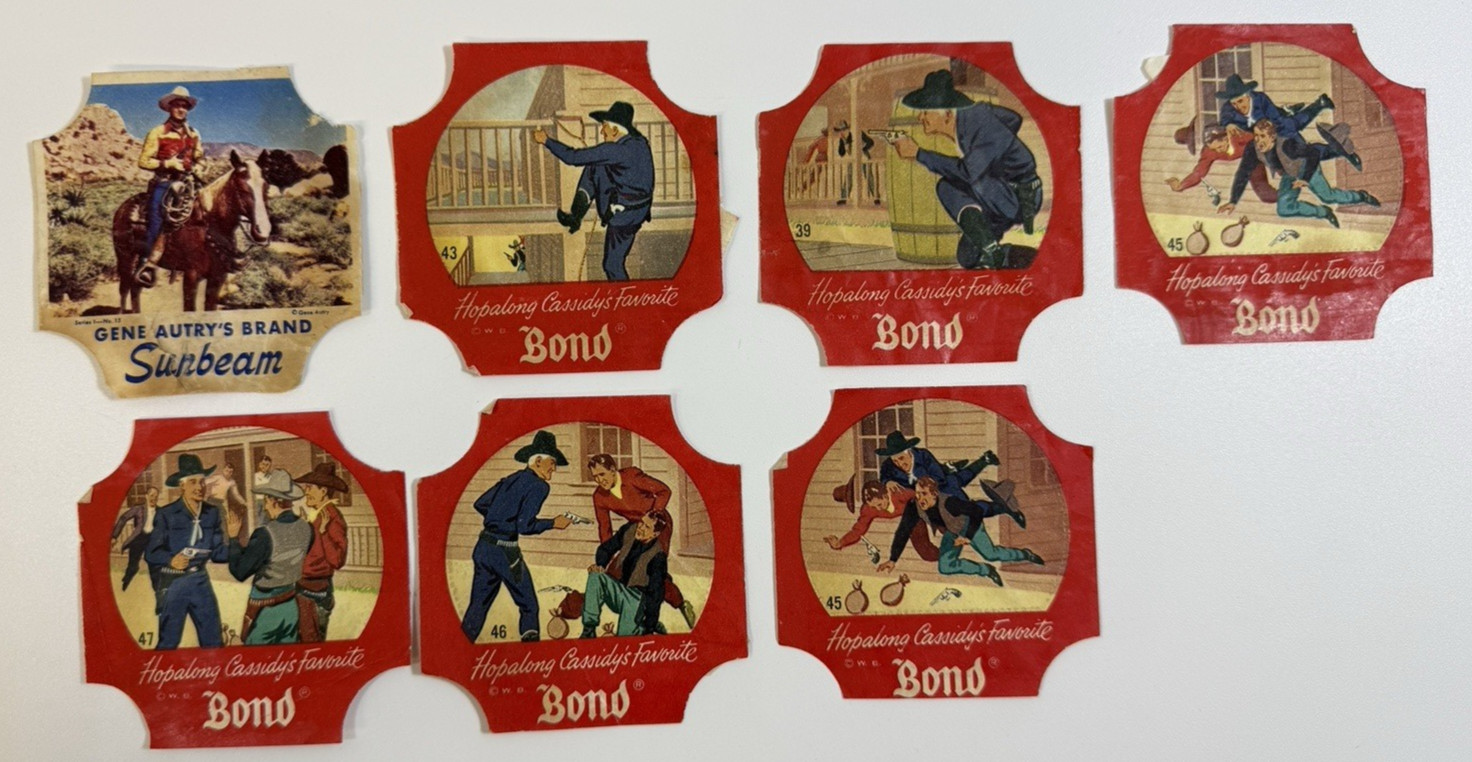 Vintage 1950s Hopalong Cassidy Bond Bread End Labels Gene Autry Lot of 7