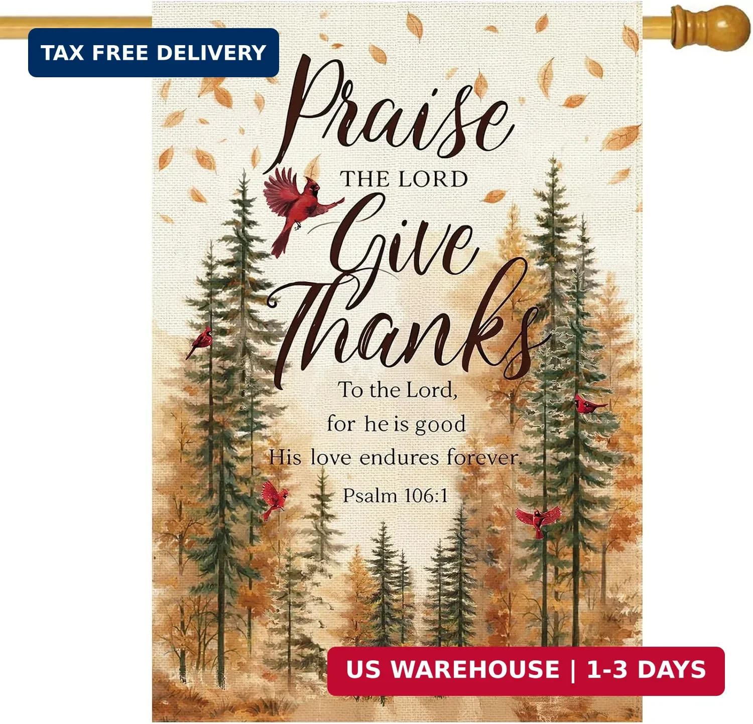 Baccessor Fall Praise The Lord Give Thanks House Flag 28x40 Inch Double Sided,Au