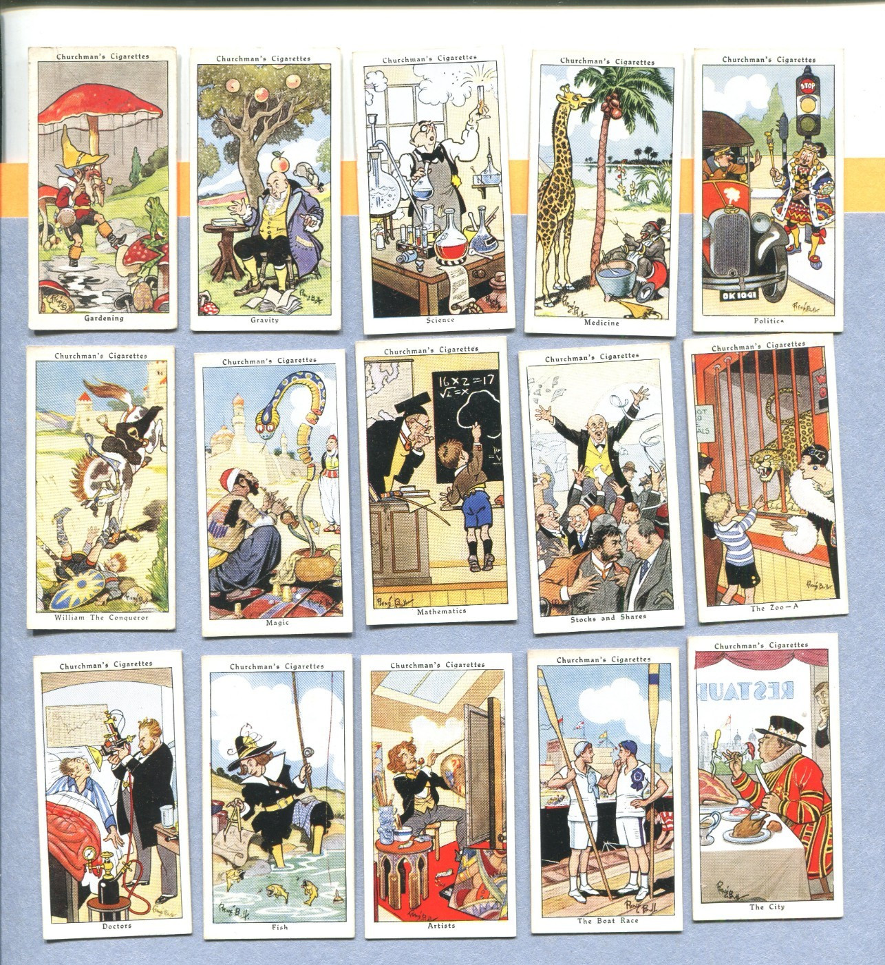 1937 W. A. & A. C. CHURCHMAN LTD. HOWLERS 15 TOBACCO CARD LOT