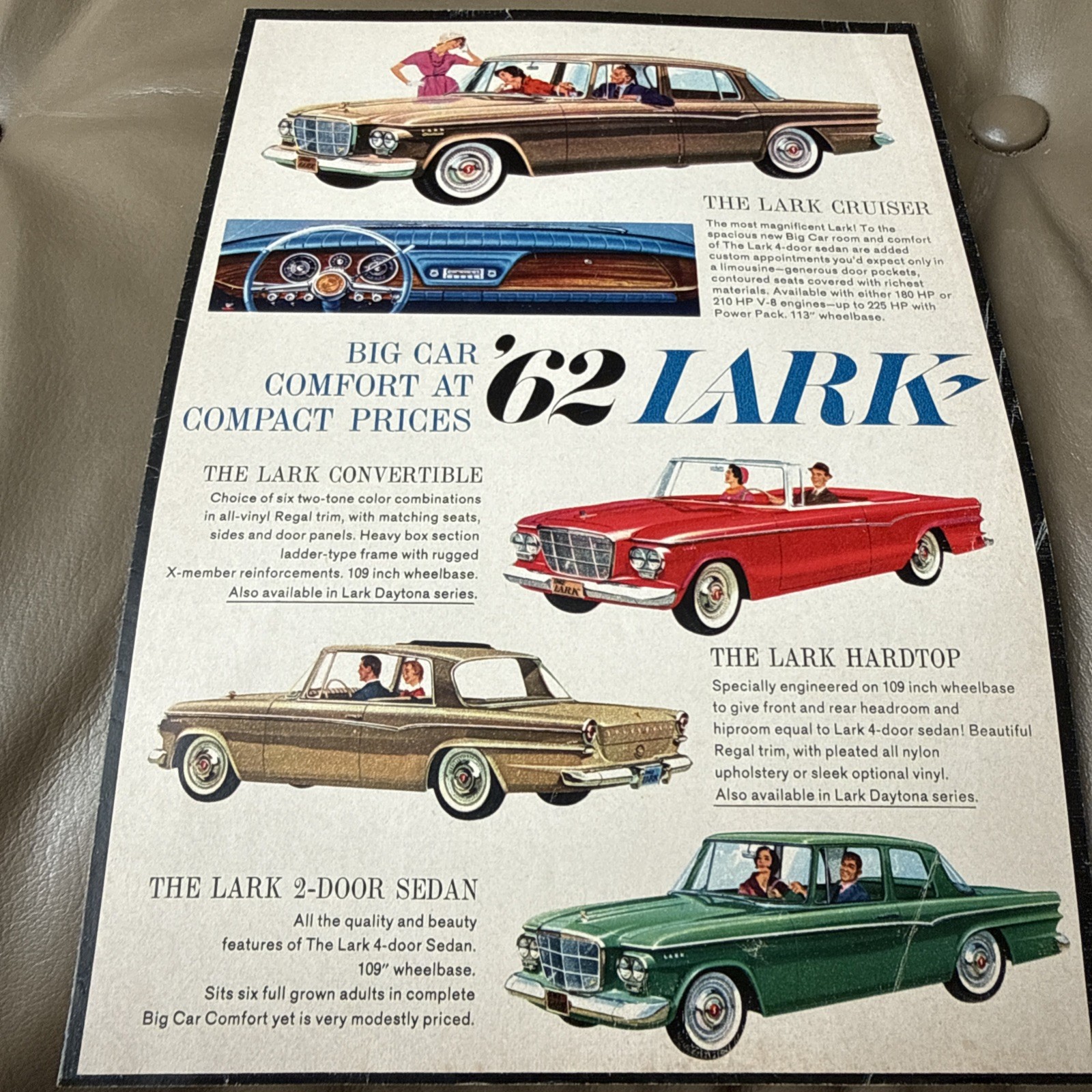 1962 Studebaker Lark Vehicle Brochure Excellent Original 62 Lark Catalog 1962 Studebaker Lark Vehicle Brochure Excellent Original 62 Lark Catalog