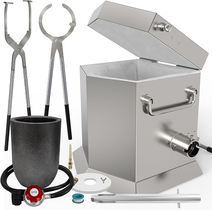CANALHOUT 9KG/19.5lbs Propane Melting Furnace Kit w/ Crucible & 2 Tongs for Meta