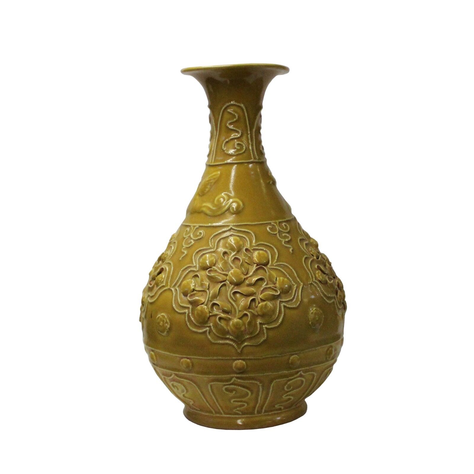Handmade Ceramic Yellow Dimensional Flower Pattern Vase cs4761
