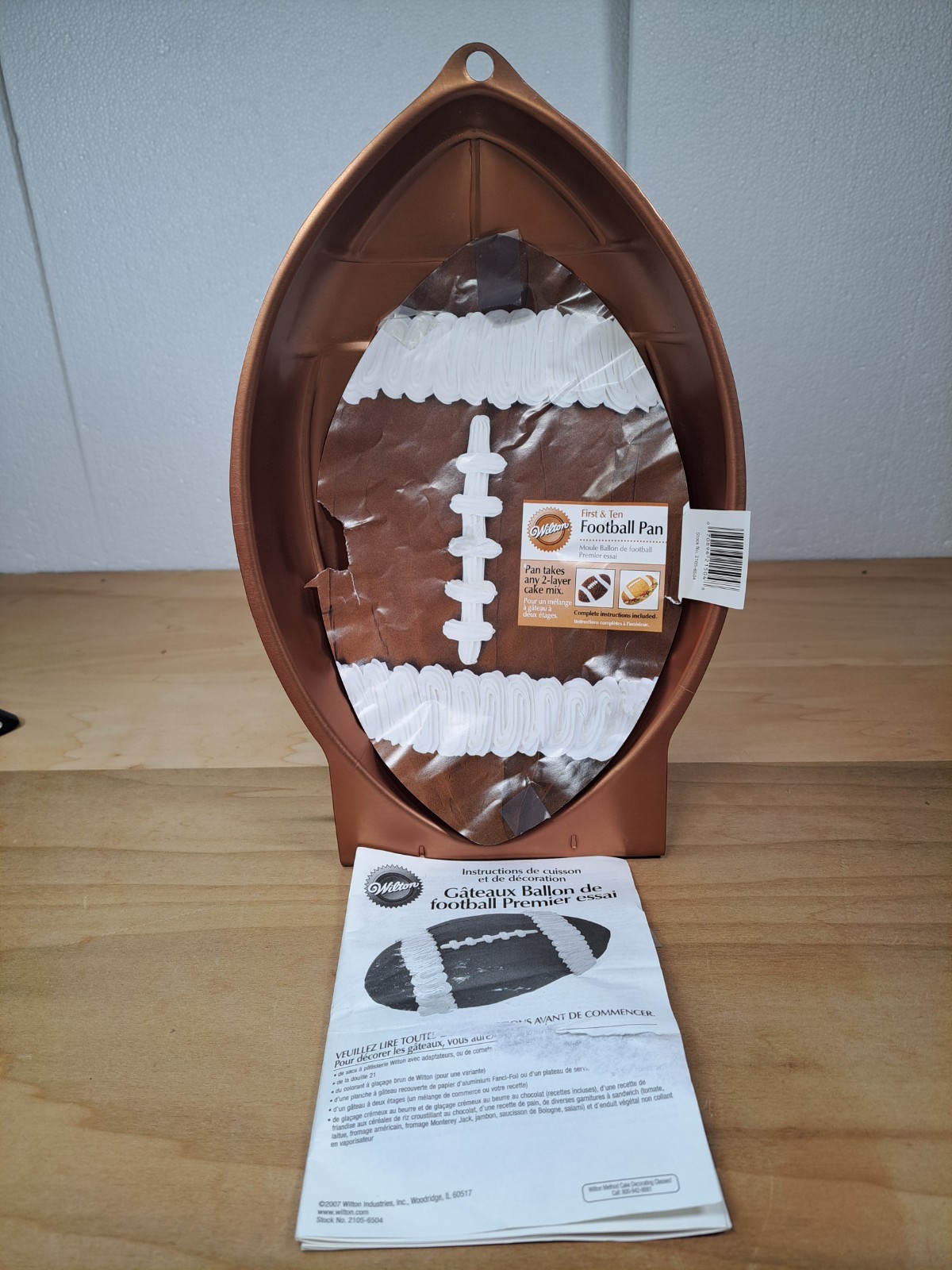 Vintage Wilton 1990 Football Cake Pan Copper Finish 2105-6504 Insert Instruction