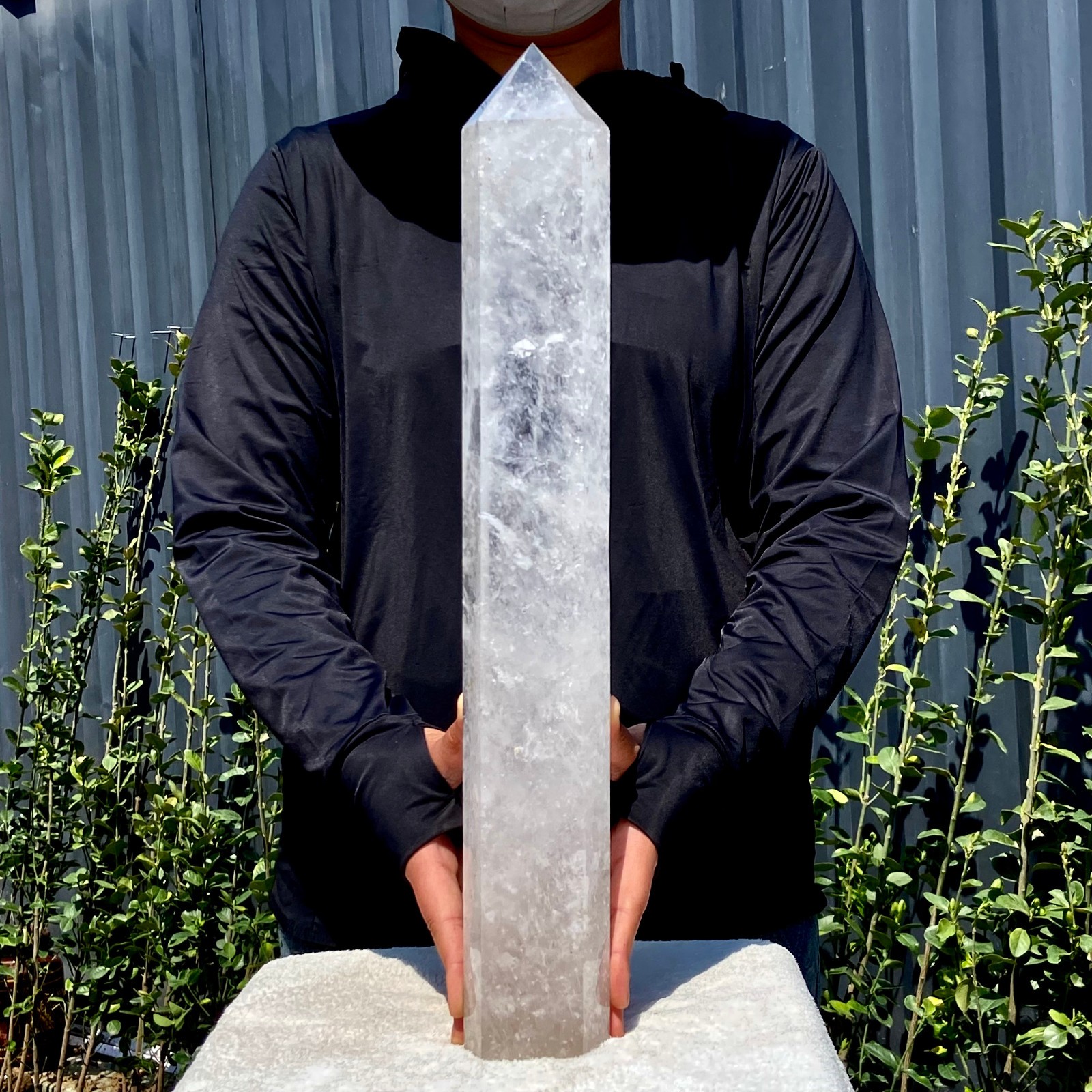 8.48LB Natural clear quartz obelisk white crystal energy column Healing