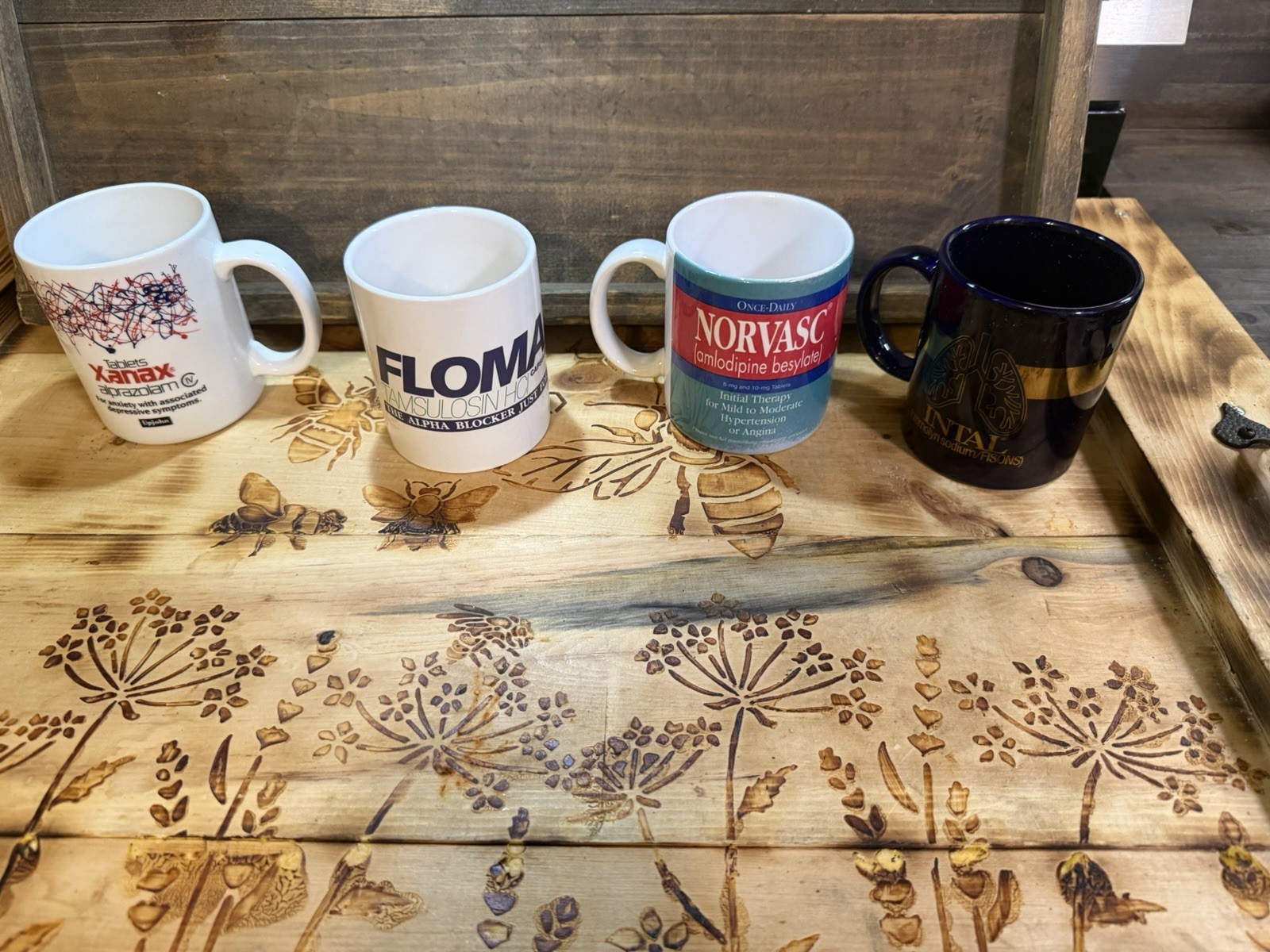 Vintage Pharmaceutical Drug Rep Mug Lot Xanax Norvasc Flomax Intal Advertising